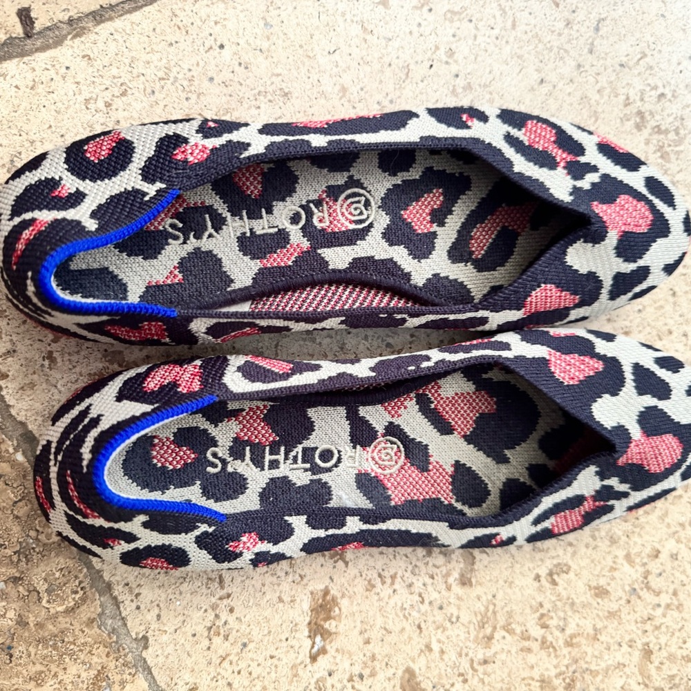 Rothy's Women's Leopard Print Flats - Black and Pink